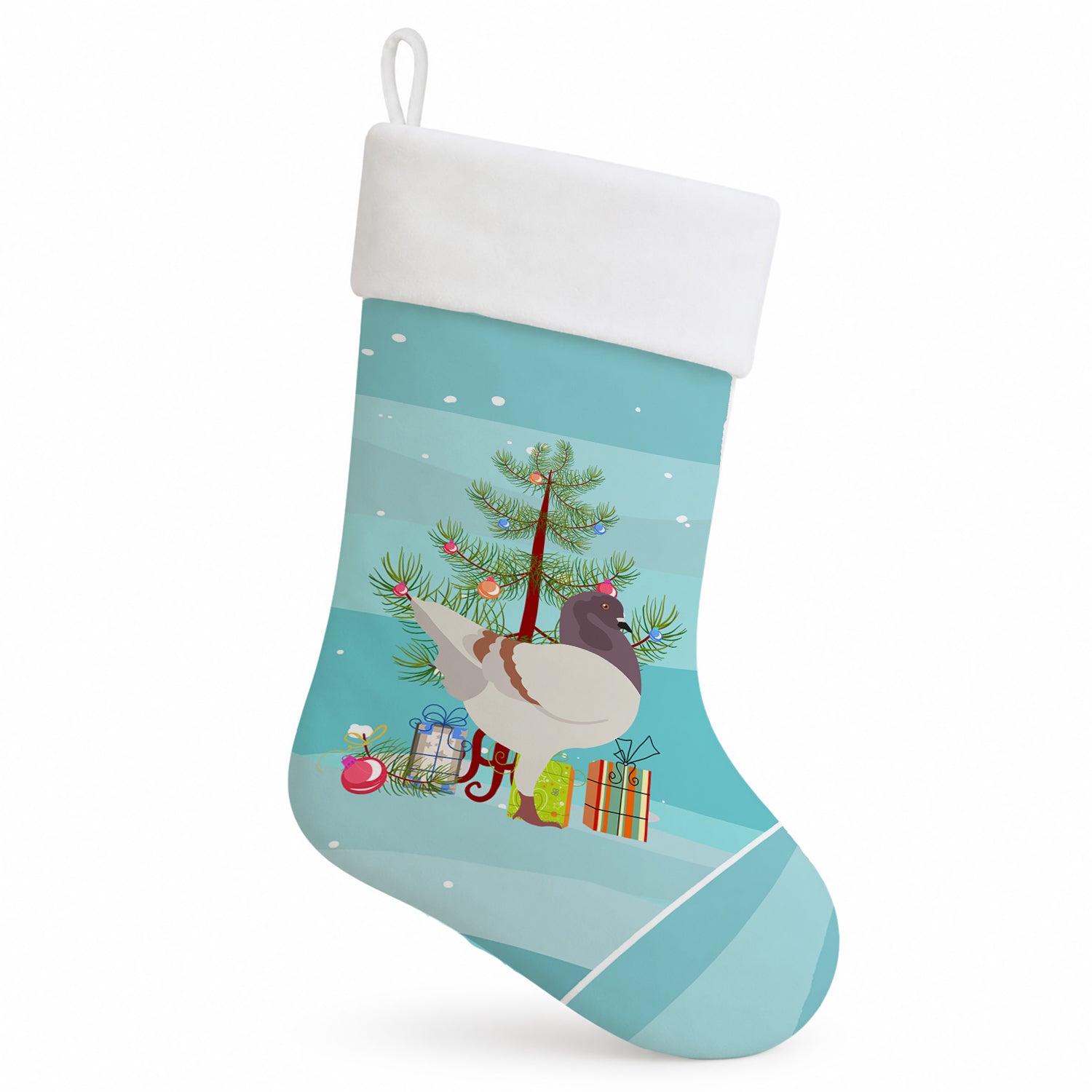 German Modena Pigeon Christmas Holiday Stocking Double-Sided Print, Polyester Suede,11x18, Made in USA