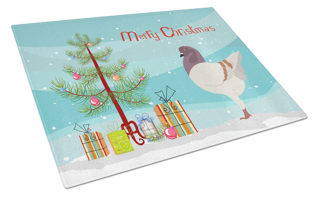 German Modena Pigeon Christmas Cutting Board Tempered Glass Kitchen Cutting Surface, Heat Resistant Chopping, Non-Slip Feet, Food Prep & Serving