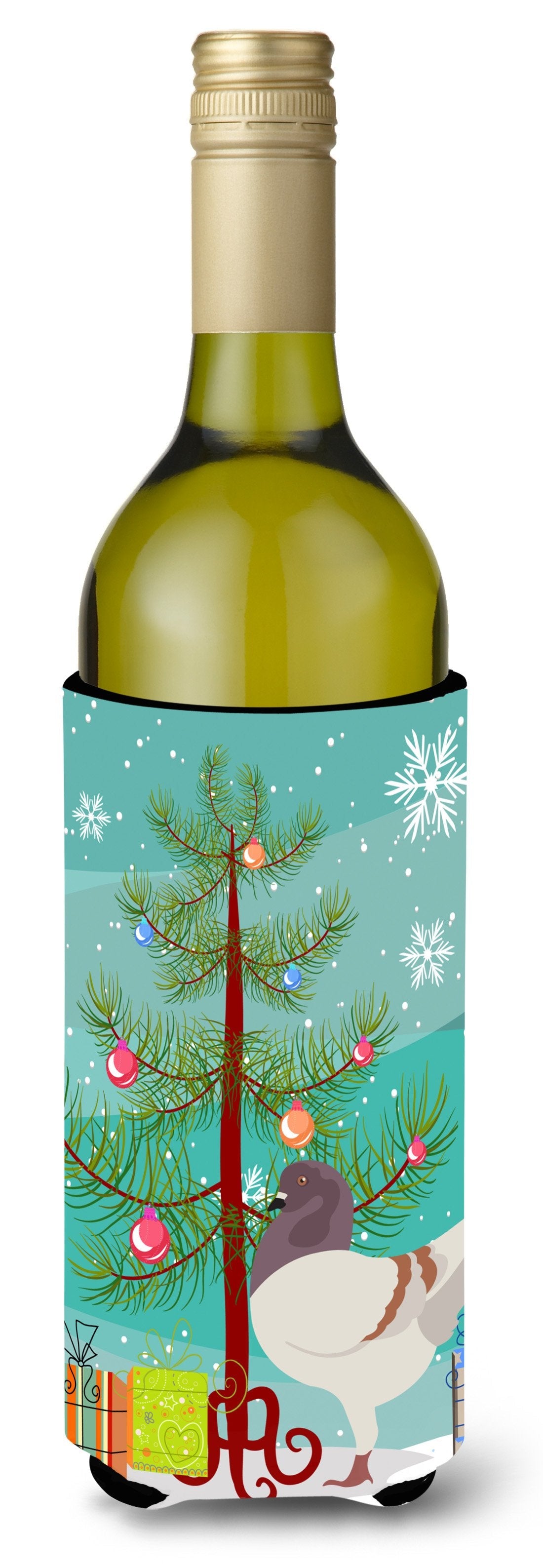 German Modena Pigeon Christmas Wine Bottle Hugger Gift Sleeve for Standard 750 ml Bottles, Insulated Reusable Also Fits Mini Shot & Pint Bottles
