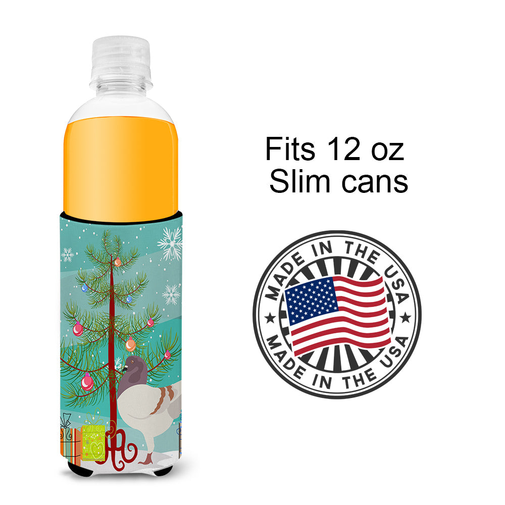 German Modena Pigeon Christmas Slim Can Hugger , Insulated Foam Hugger for 12 oz Slim Cans, Beer Bottles & Water Bottles, Printed in USA