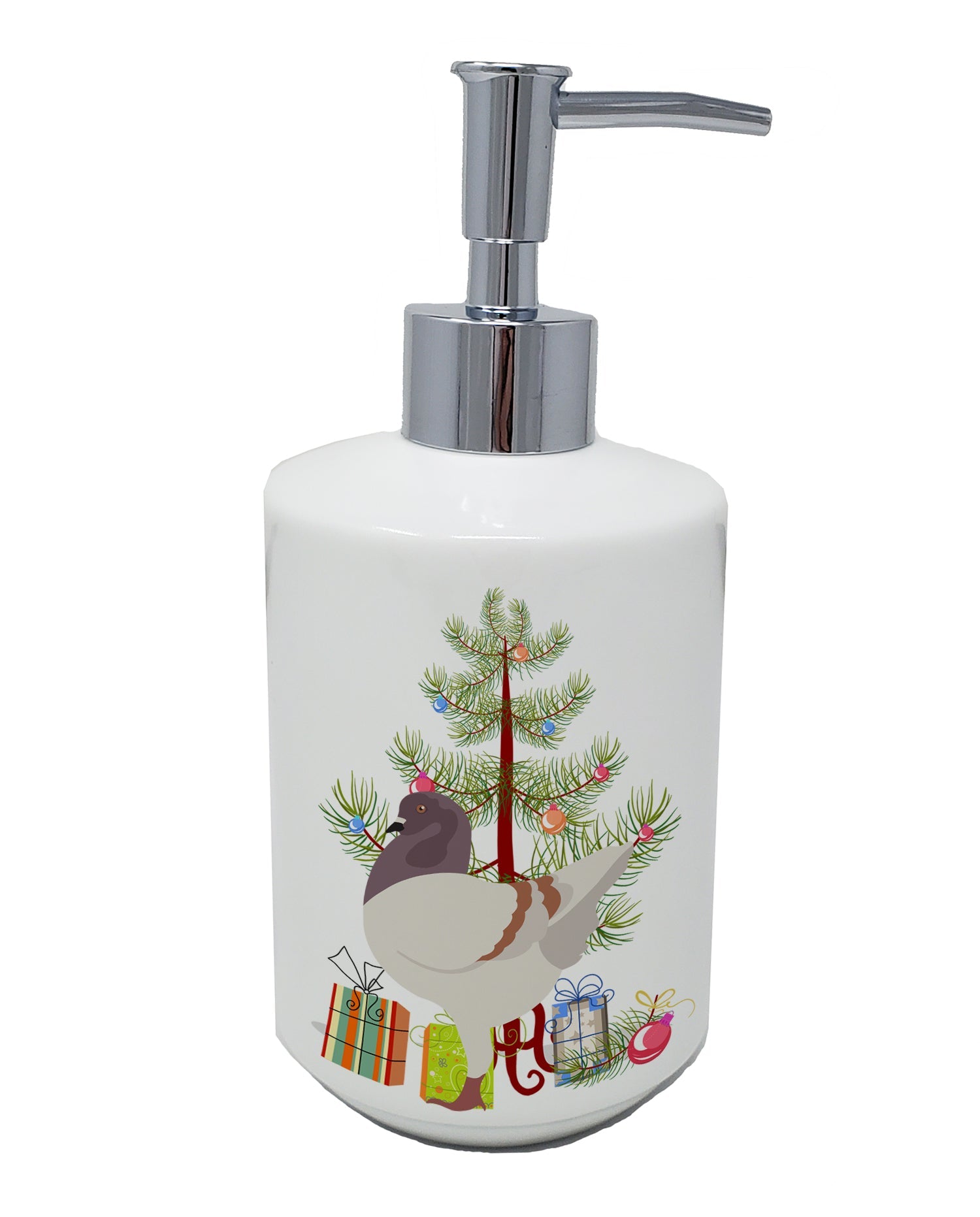 German Modena Pigeon Christmas Ceramic Soap Dispenser , Empty Refillable Hand Soap Pump Bottle for Bathroom Kitchen