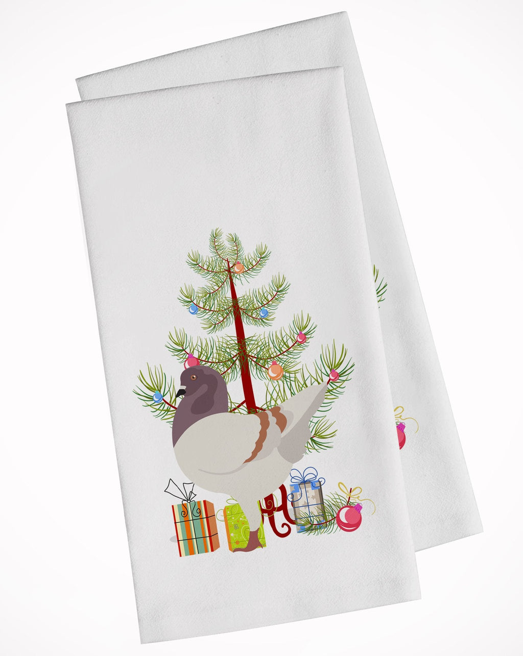 German Modena Pigeon Christmas Kitchen Towel Set of 2 White Dish Towels Decorative Bathroom Hand towel for Hand, Face, Hair, Yoga, Tea, Dishcloth, 19 X 28", White