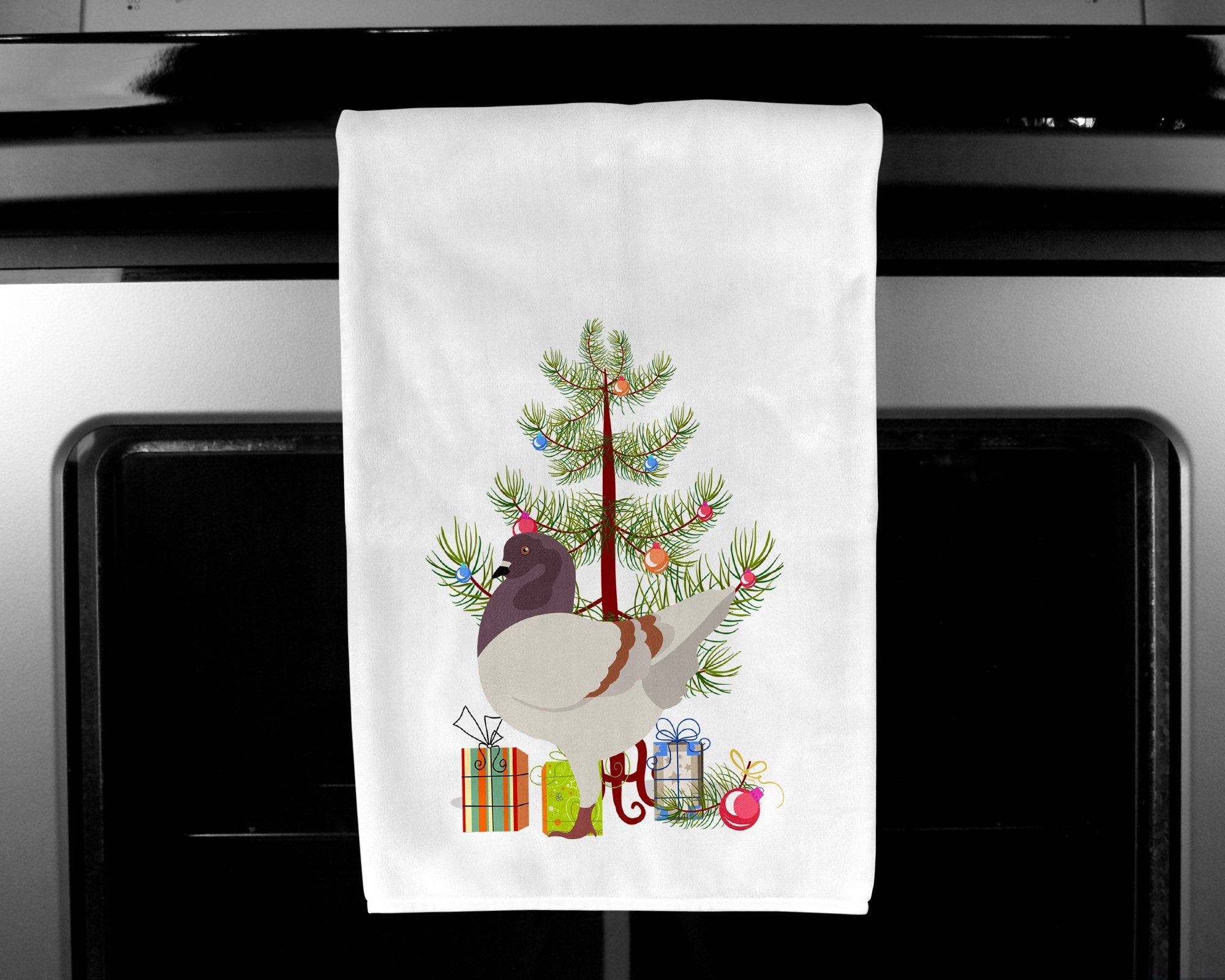 German Modena Pigeon Christmas Kitchen Towel Set of 2 White Dish Towels Decorative Bathroom Hand towel for Hand, Face, Hair, Yoga, Tea, Dishcloth, 19 X 28", White