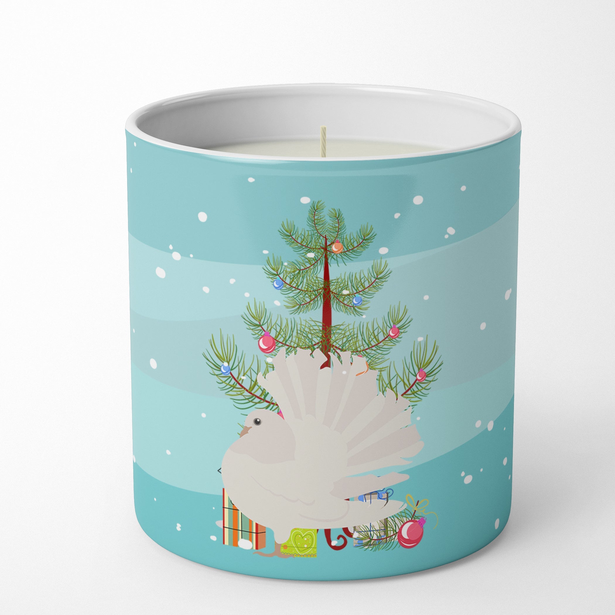 Silver Fantail Pigeon Christmas Decorative Soy Candle Nature Soy Wax Essential Oil Home Decor Ideal for Bedroom Kitchen Bath Office Gift, 10 oz