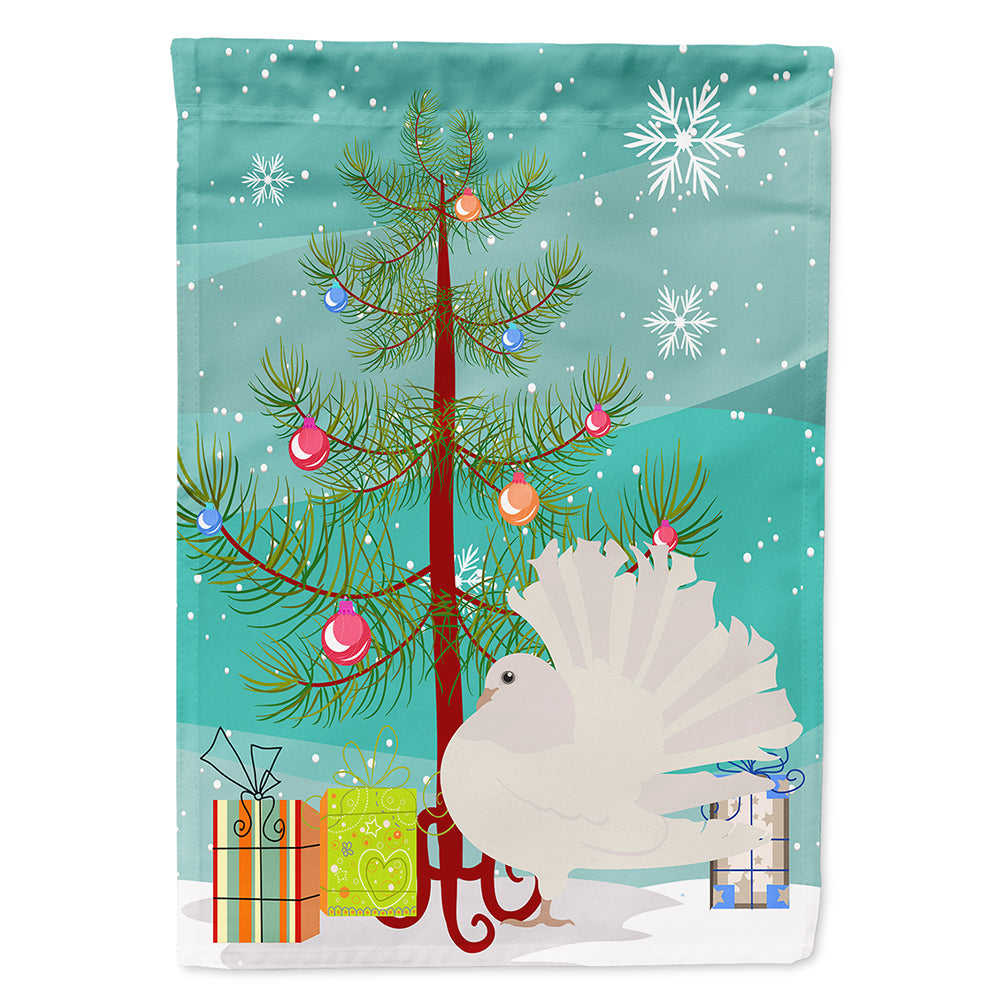 Silver Fantail Pigeon Christmas House Flag 28x40 Porch Sleeve Pole Decorative Outside Yard Banner Artwork Wall Hanging, Polyester