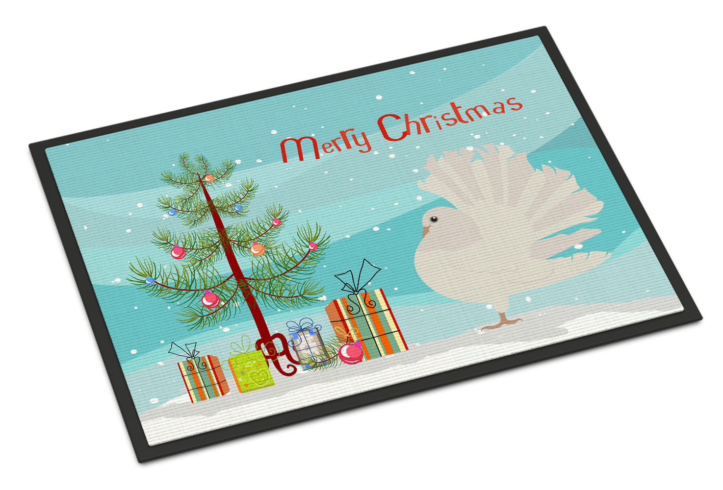 Silver Fantail Pigeon Christmas Doormat Indoor Outdoor 24H X 36W Front Door Mat Rugs for Entryway, Non Slip Washable Low Pile,