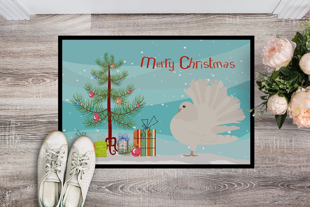 Silver Fantail Pigeon Christmas Doormat Indoor Outdoor 18H X 27W Front Door Mat Rugs for Entryway, Non Slip Washable