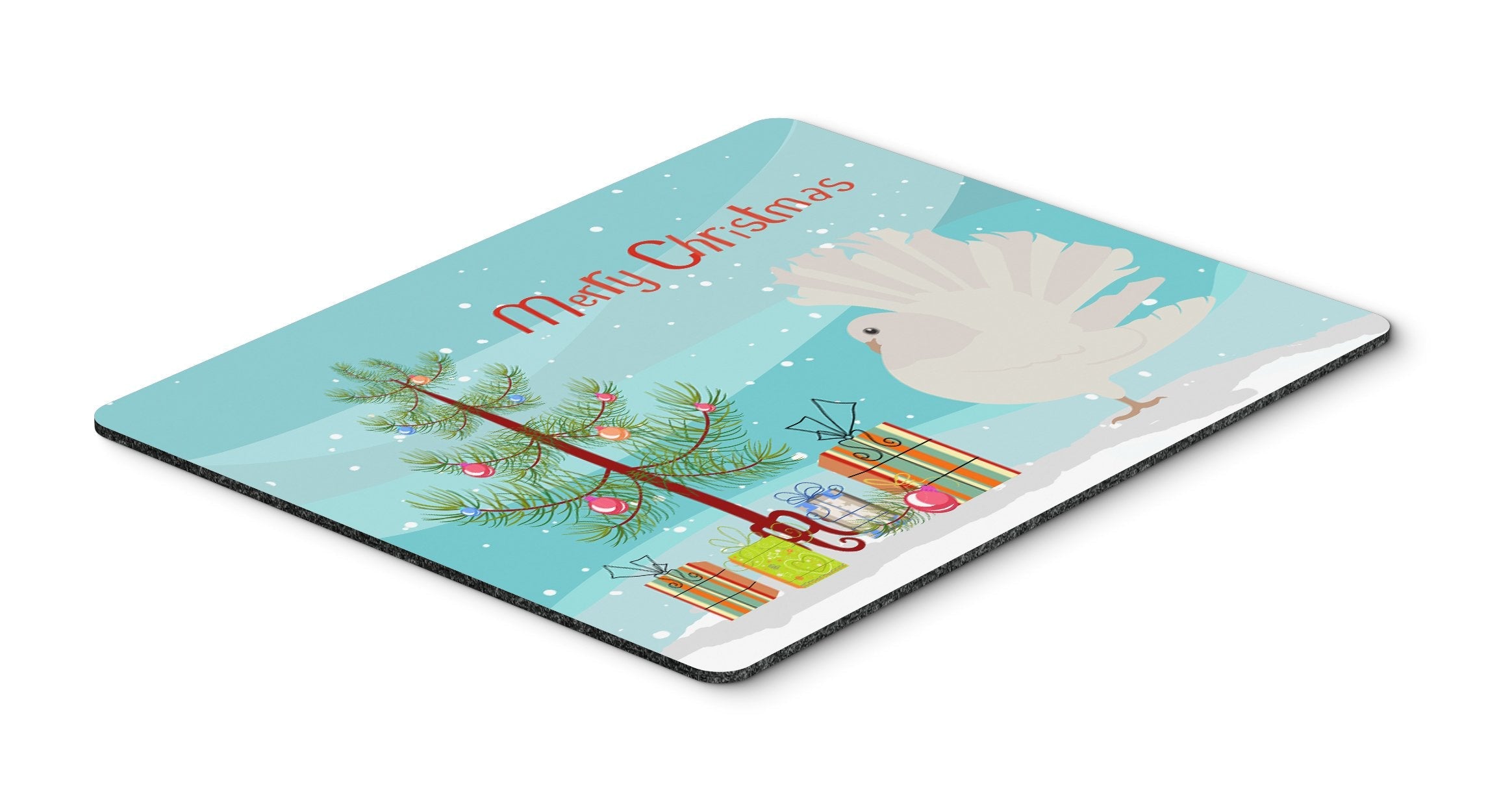 Silver Fantail Pigeon Christmas Mouse Pad, Heat Resistant Trivet Hot Pad , Non Slip Rubber Desk Mat, Kitchen Counter Protector, Home Office Decor Gift