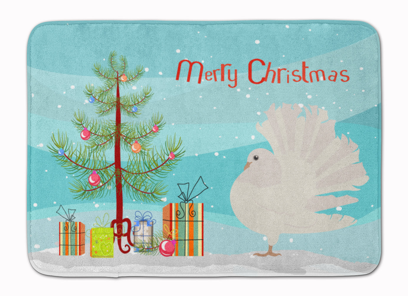 Silver Fantail Pigeon Christmas Memory Foam Kitchen Mat Machine Washable Anti-Fatigue Cushion Comfort Bath or Kitchen Rug