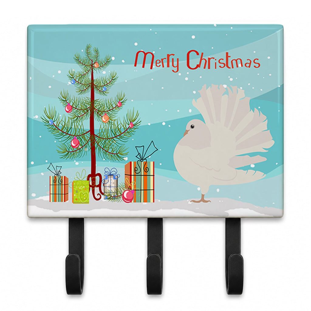 Silver Fantail Pigeon Christmas Leash or Key Holder Wall Hooks, Coat Rack Wall Mount, for Hanging Keys, Towels, Aprons, Leashes