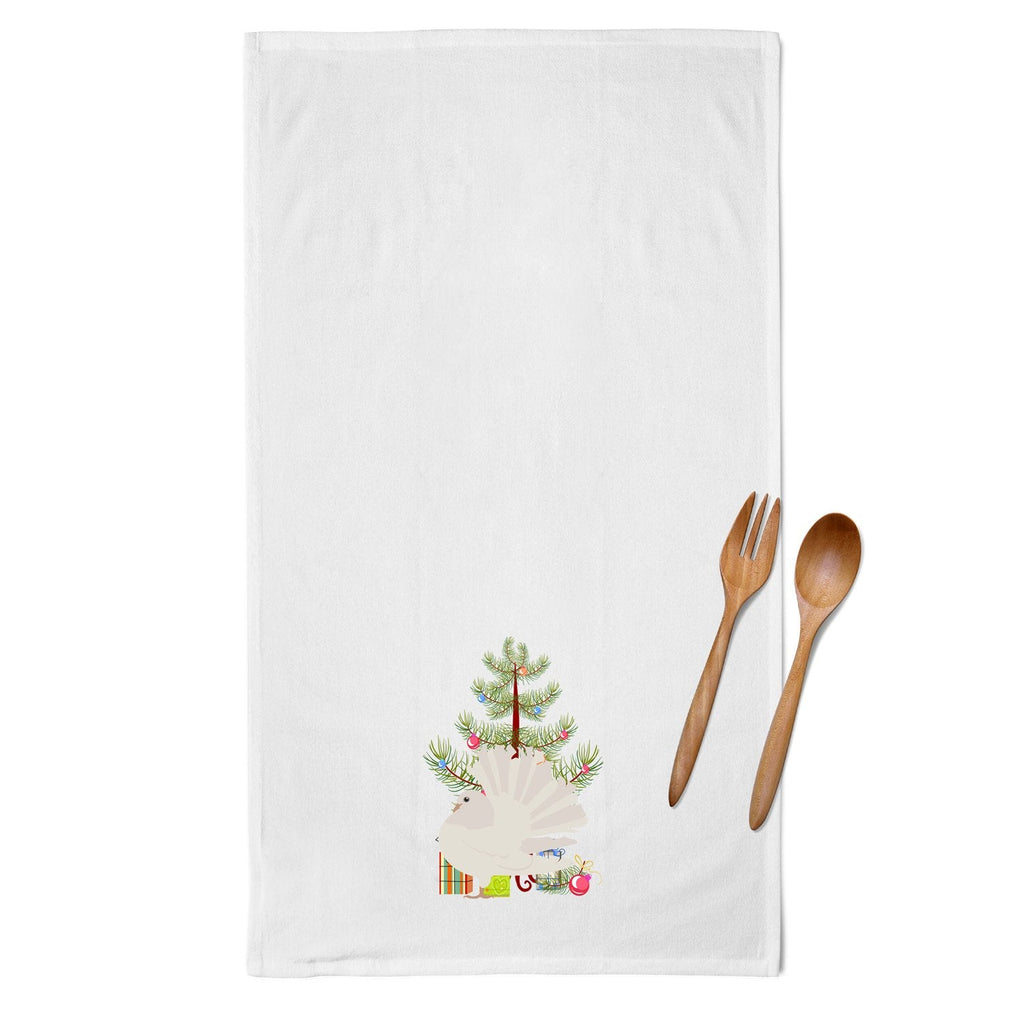 Silver Fantail Pigeon Christmas Kitchen Towel Set of 2 White Dish Towels Decorative Bathroom Hand towel for Hand, Face, Hair, Yoga, Tea, Dishcloth, 19 X 28", White