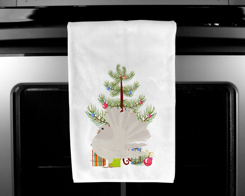 Silver Fantail Pigeon Christmas Kitchen Towel Set of 2 White Dish Towels Decorative Bathroom Hand towel for Hand, Face, Hair, Yoga, Tea, Dishcloth, 19 X 28", White