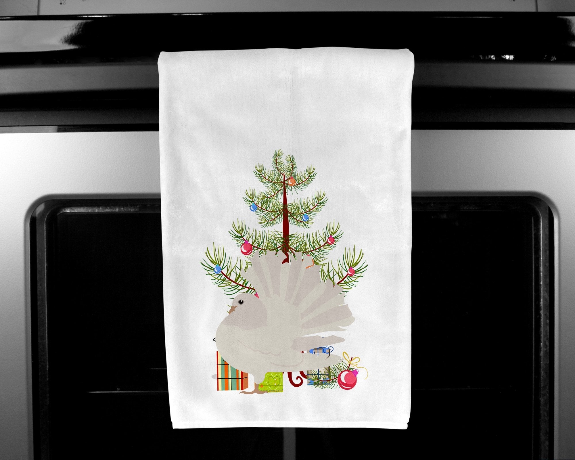 Silver Fantail Pigeon Christmas Kitchen Towel Set of 2 White Dish Towels Decorative Bathroom Hand towel for Hand, Face, Hair, Yoga, Tea, Dishcloth, 19 X 28", White