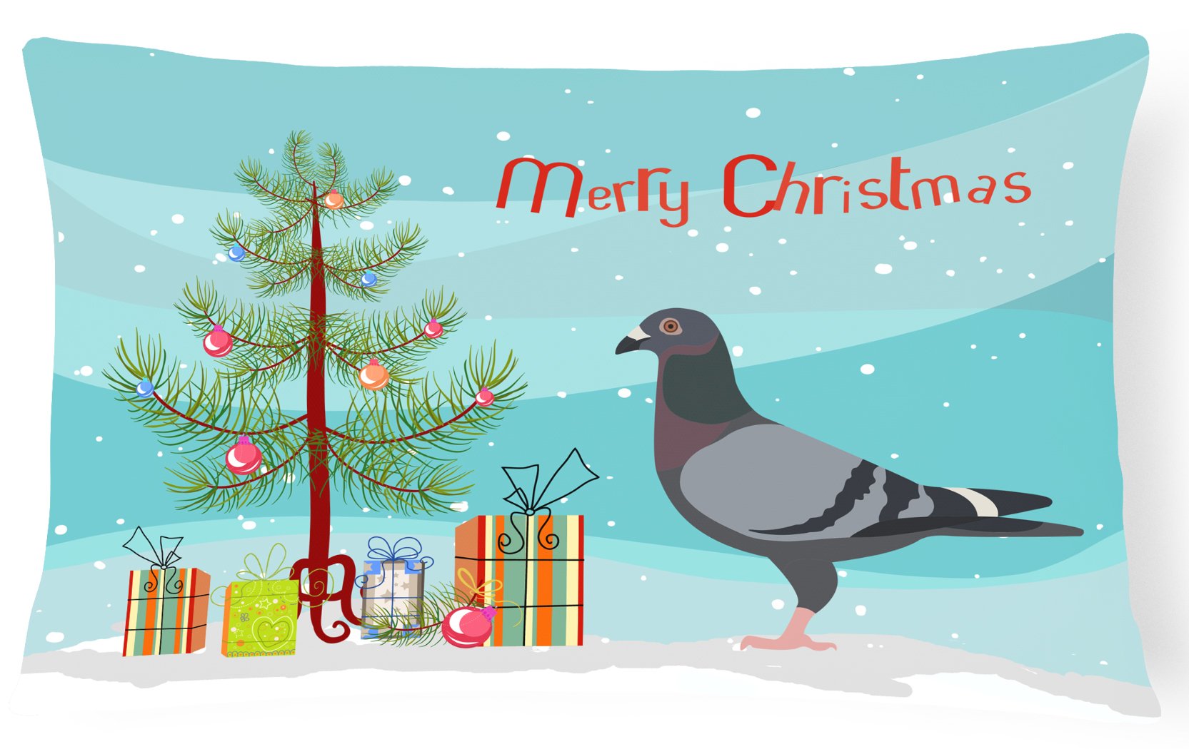 Racing Pigeon Christmas Decorative Throw Pillow 12x16 Indoor Outdoor Accent Cushion, Fabric Cover with Insert for Sofa, Bed, Porch & Living Room