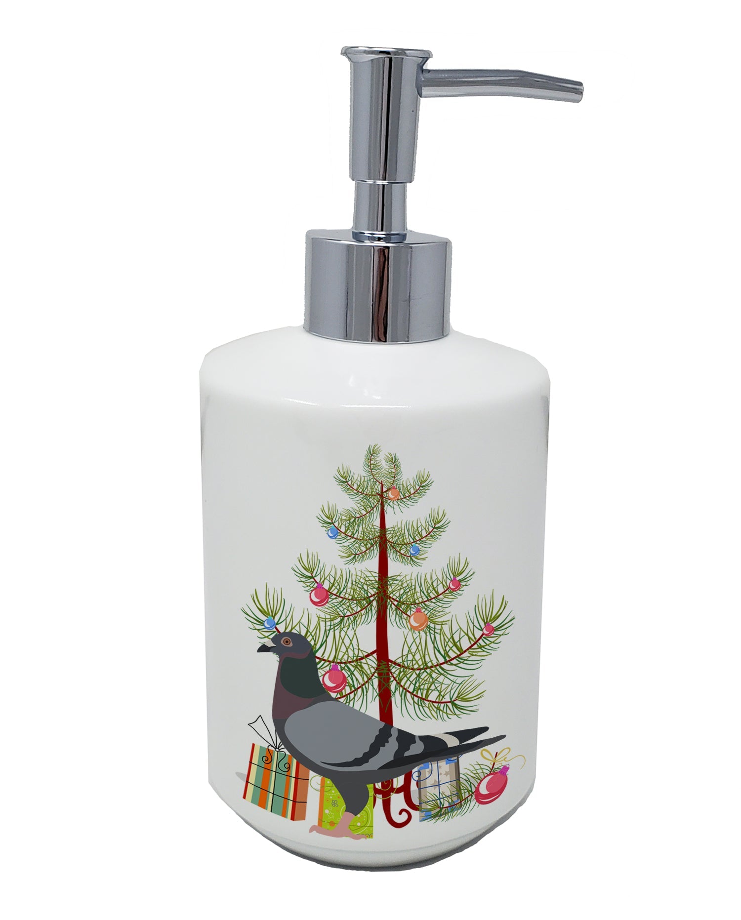 Racing Pigeon Christmas Ceramic Soap Dispenser , Empty Refillable Hand Soap Pump Bottle for Bathroom Kitchen