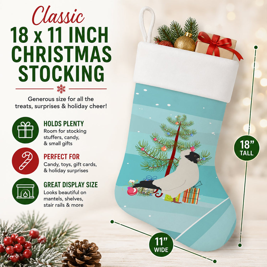 Nun Pigeon Christmas Holiday Stocking Double-Sided Print, Polyester Suede,11x18, Made in USA