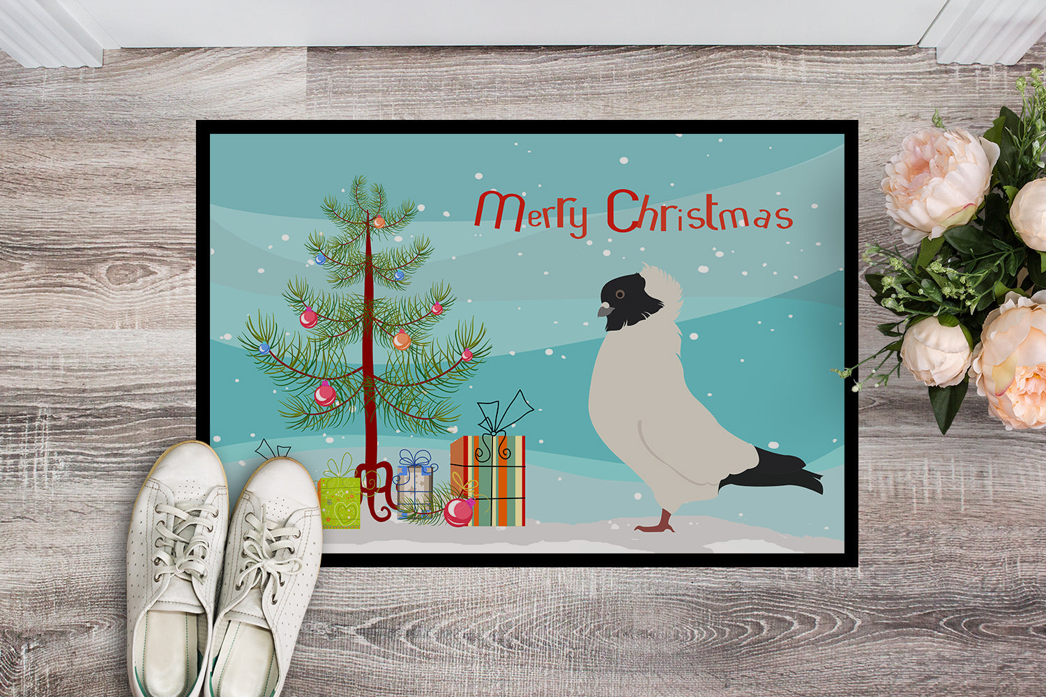 Nun Pigeon Christmas Doormat Indoor Outdoor 24H X 36W Front Door Mat Rugs for Entryway, Non Slip Washable Low Pile,