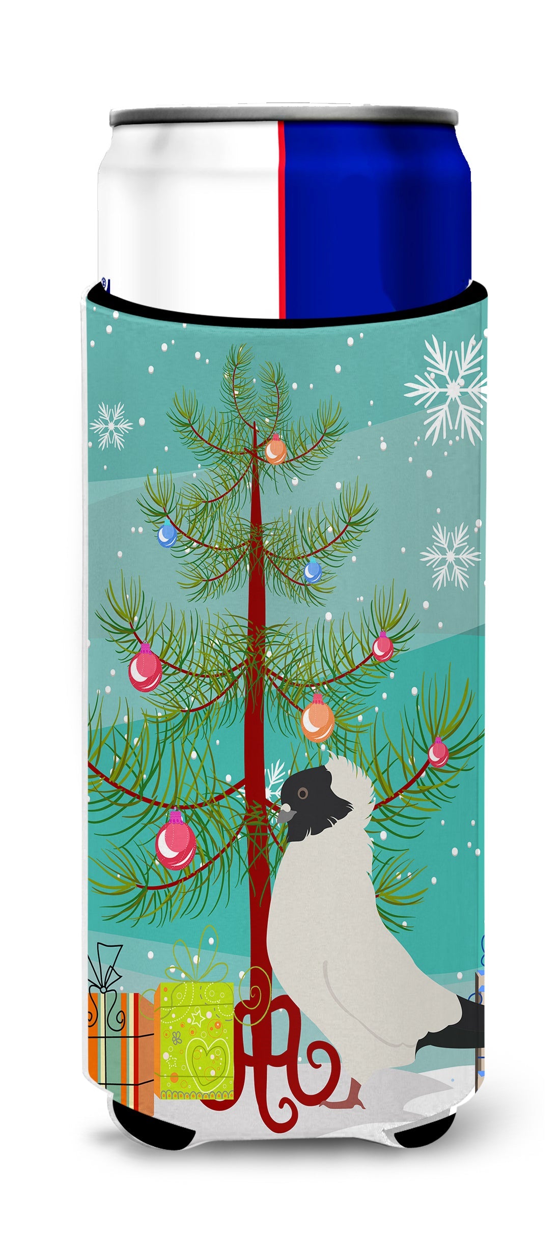 Nun Pigeon Christmas Slim Can Hugger , Insulated Foam Hugger for 12 oz Slim Cans, Beer Bottles & Water Bottles, Printed in USA