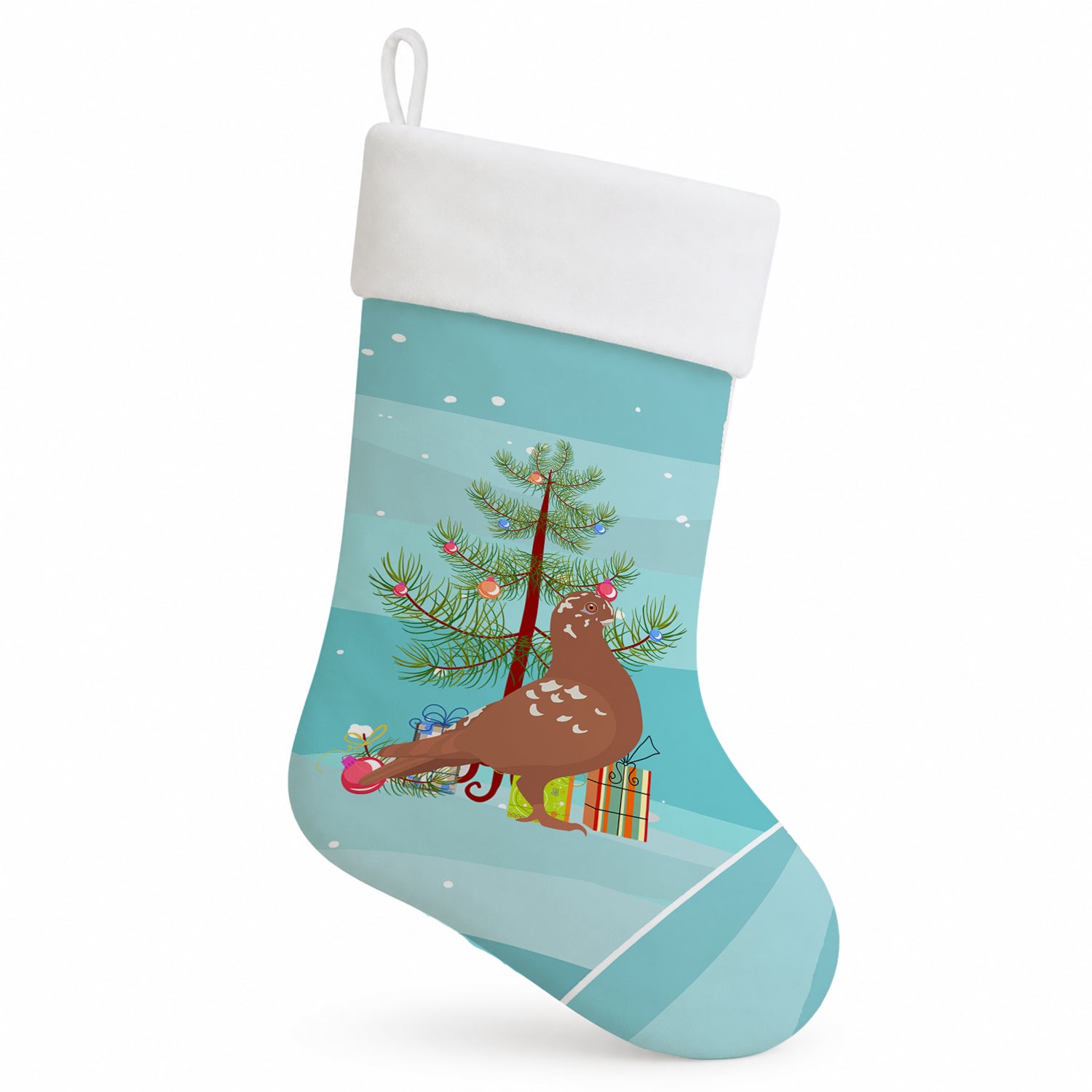 African Owl Pigeon Christmas Holiday Stocking Double-Sided Print, Polyester Suede,11x18, Made in USA