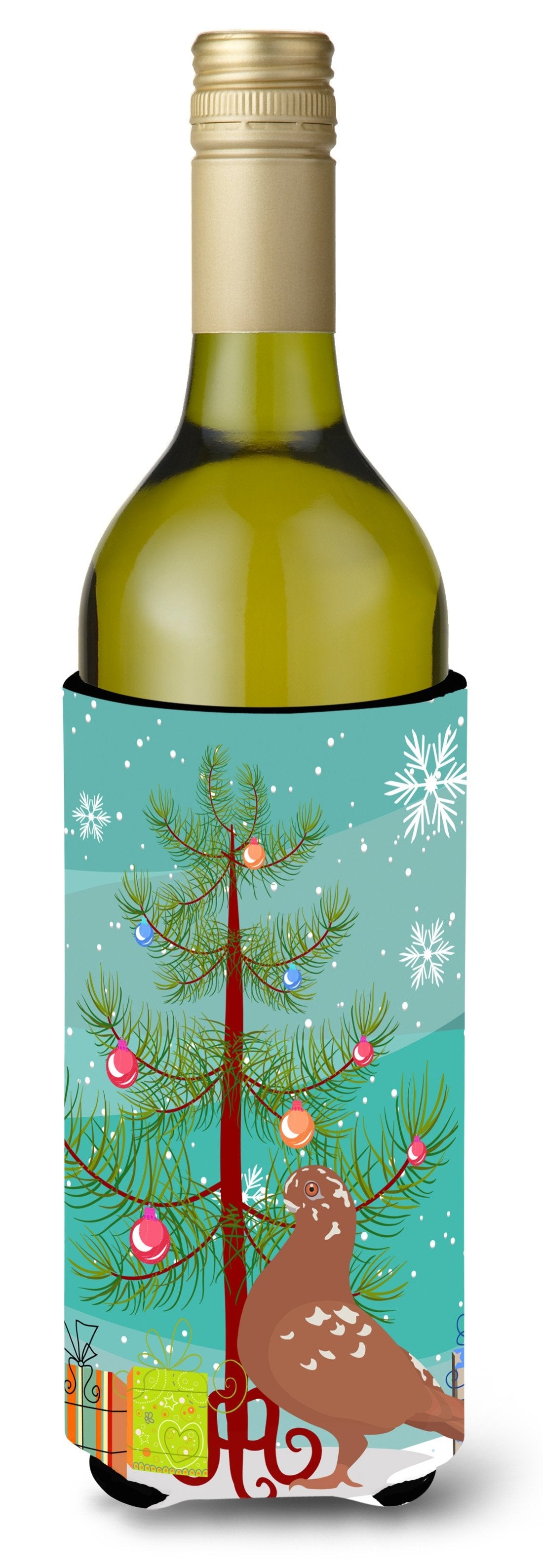 African Owl Pigeon Christmas Wine Bottle Hugger Gift Sleeve for Standard 750 ml Bottles, Insulated Reusable Also Fits Mini Shot & Pint Bottles