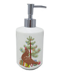 African Owl Pigeon Christmas Ceramic Soap Dispenser , Empty Refillable Hand Soap Pump Bottle for Bathroom Kitchen