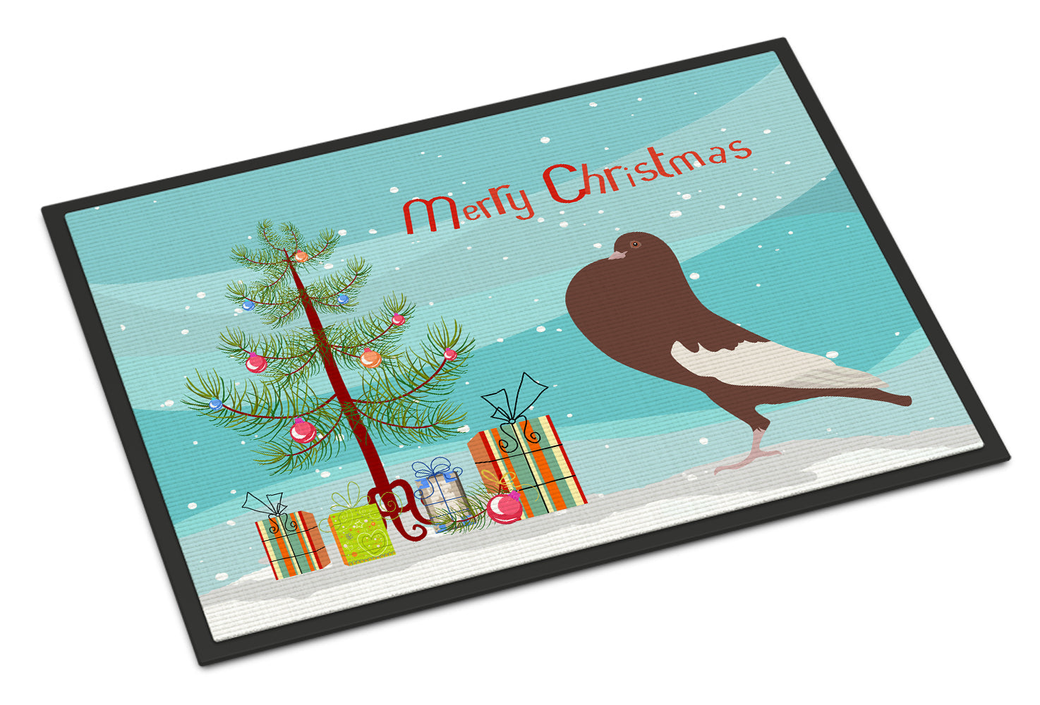 English Pouter Pigeon Christmas Doormat Indoor Outdoor 24H X 36W Front Door Mat Rugs for Entryway, Non Slip Washable Low Pile,