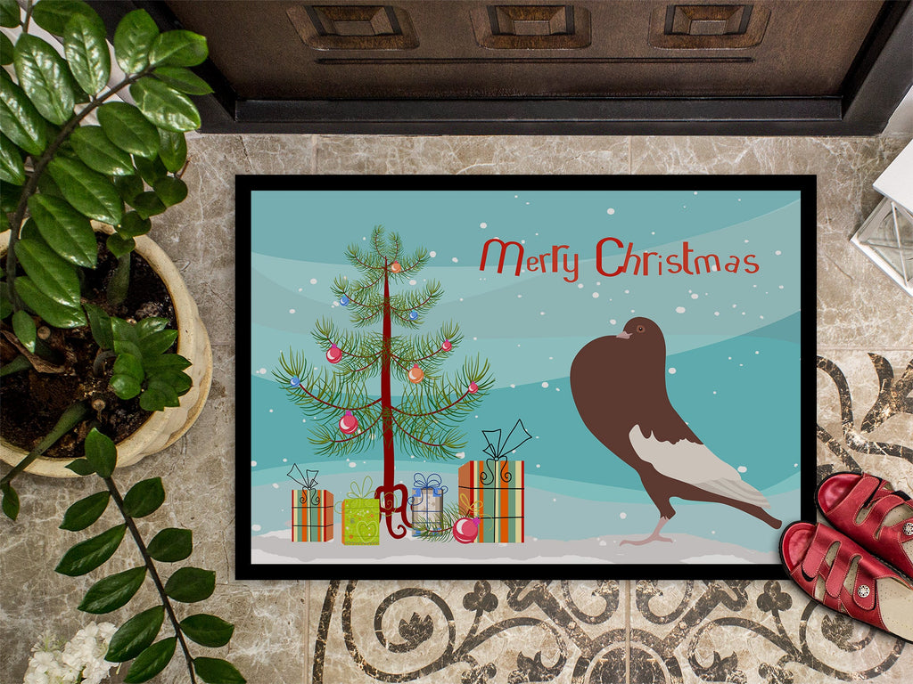 English Pouter Pigeon Christmas Doormat Indoor Outdoor 24H X 36W Front Door Mat Rugs for Entryway, Non Slip Washable Low Pile,