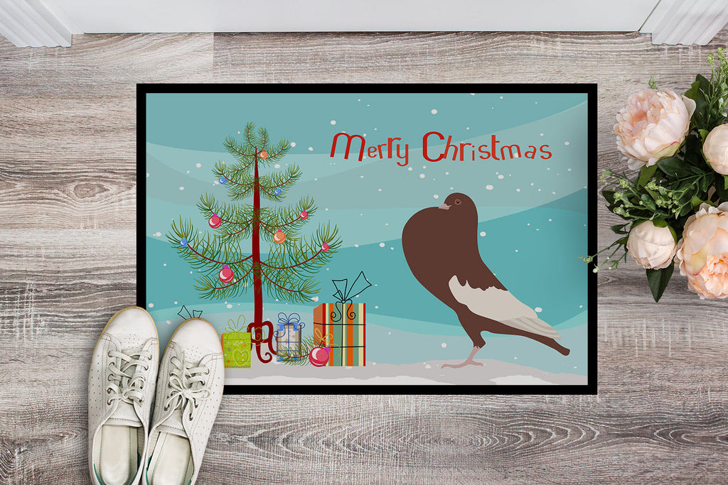 English Pouter Pigeon Christmas Doormat Indoor Outdoor 18H X 27W Front Door Mat Rugs for Entryway, Non Slip Washable