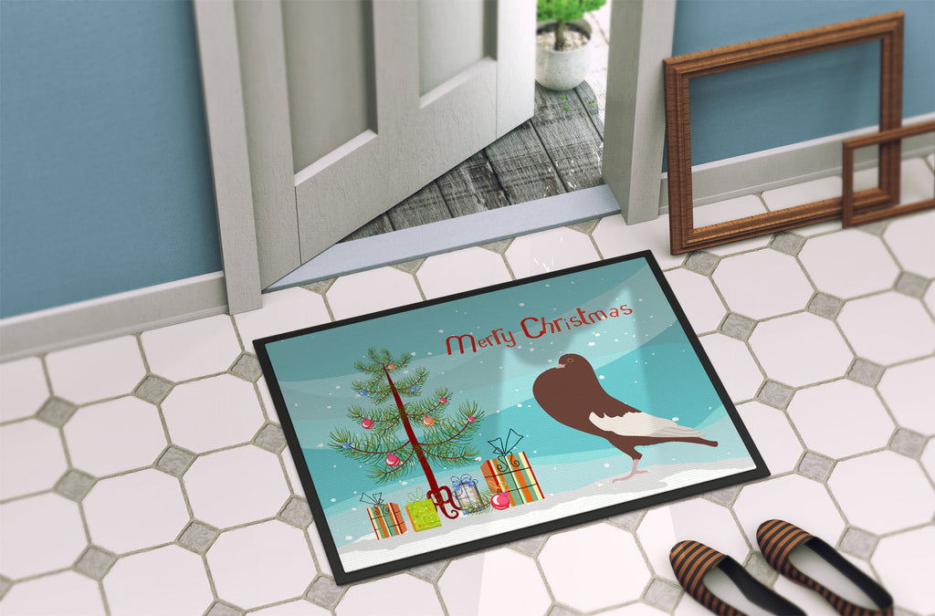 English Pouter Pigeon Christmas Doormat Indoor Outdoor 18H X 27W Front Door Mat Rugs for Entryway, Non Slip Washable