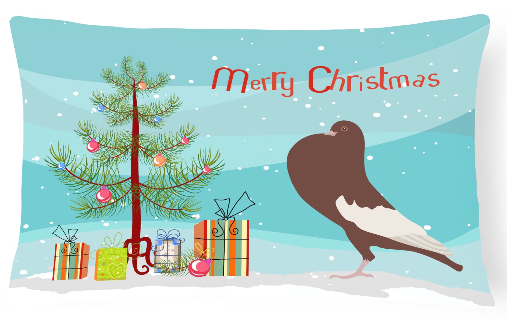 English Pouter Pigeon Christmas Decorative Throw Pillow 12x16 Indoor Outdoor Accent Cushion, Fabric Cover with Insert for Sofa, Bed, Porch & Living Room