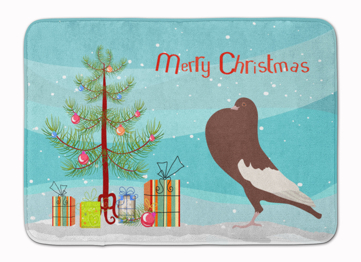 English Pouter Pigeon Christmas Memory Foam Kitchen Mat Machine Washable Anti-Fatigue Cushion Comfort Bath or Kitchen Rug