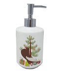 English Pouter Pigeon Christmas Ceramic Soap Dispenser , Empty Refillable Hand Soap Pump Bottle for Bathroom Kitchen