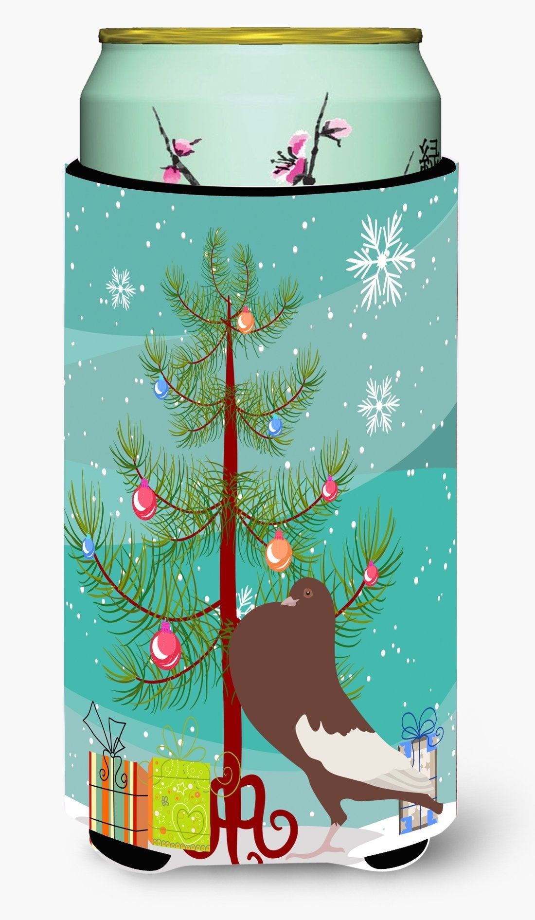 English Pouter Pigeon Christmas Tall Boy Hugger Can Cooler Sleeve Machine Washable Drink Collapsible Insulator Beverage Insulated Holder