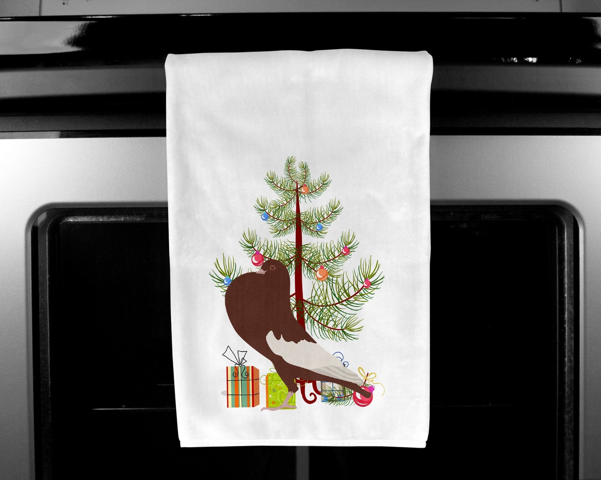 English Pouter Pigeon Christmas Kitchen Towel Set of 2 White Dish Towels Decorative Bathroom Hand towel for Hand, Face, Hair, Yoga, Tea, Dishcloth, 19 X 28", White