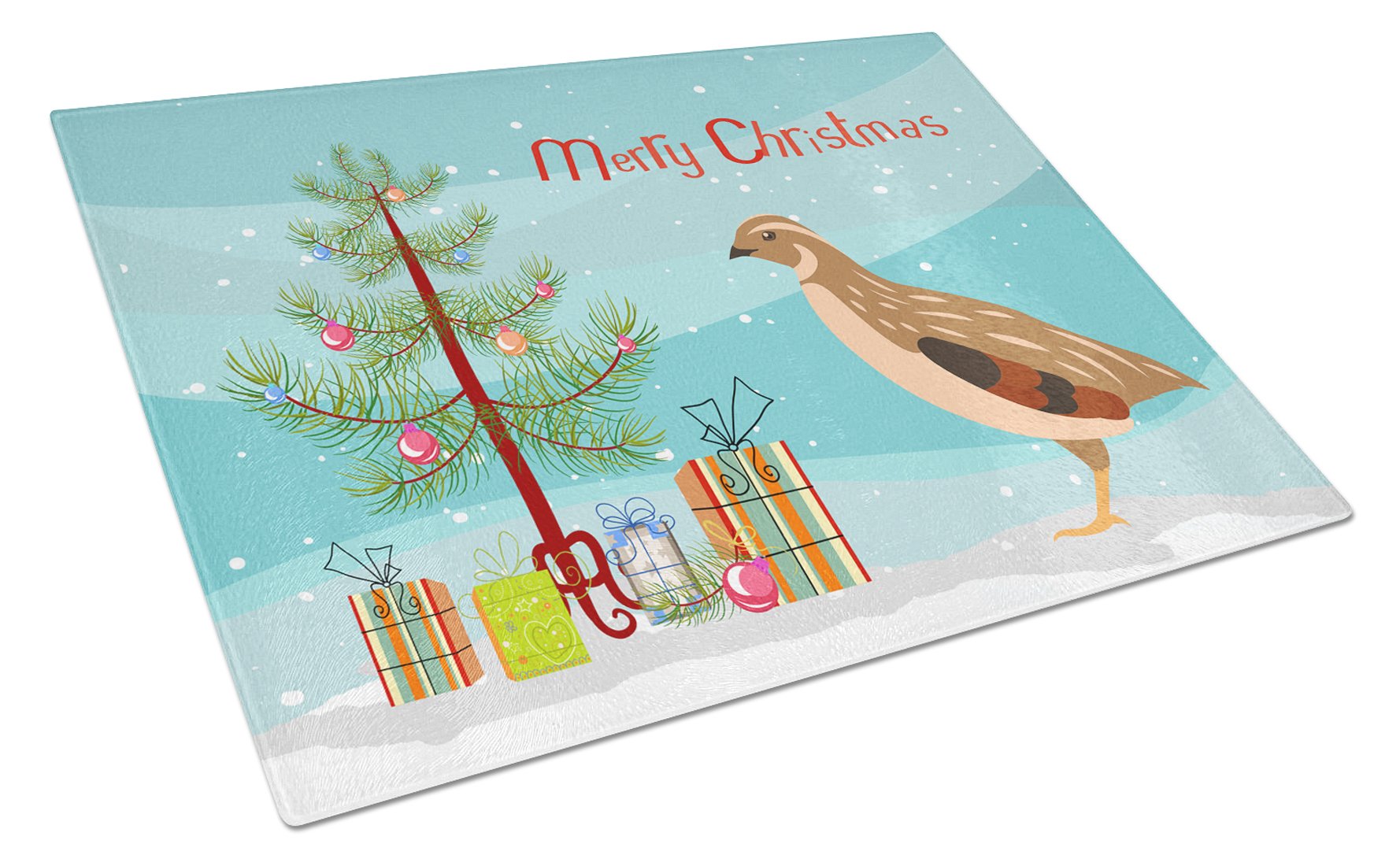 Golden Phoenix Quail Christmas Cutting Board Tempered Glass Kitchen Cutting Surface, Heat Resistant Chopping, Non-Slip Feet, Food Prep & Serving