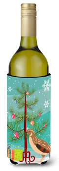 Golden Phoenix Quail Christmas Wine Bottle Hugger Gift Sleeve for Standard 750 ml Bottles, Insulated Reusable Also Fits Mini Shot & Pint Bottles