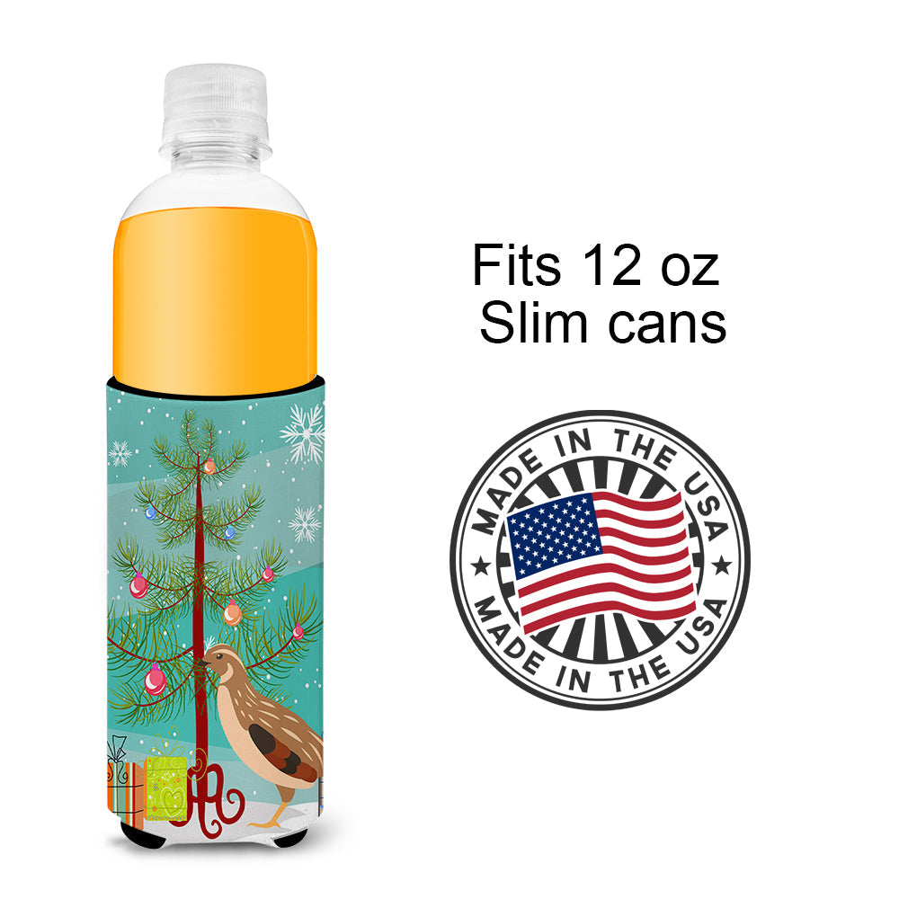 Golden Phoenix Quail Christmas Slim Can Hugger , Insulated Foam Hugger for 12 oz Slim Cans, Beer Bottles & Water Bottles, Printed in USA