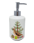 Golden Phoenix Quail Christmas Ceramic Soap Dispenser , Empty Refillable Hand Soap Pump Bottle for Bathroom Kitchen