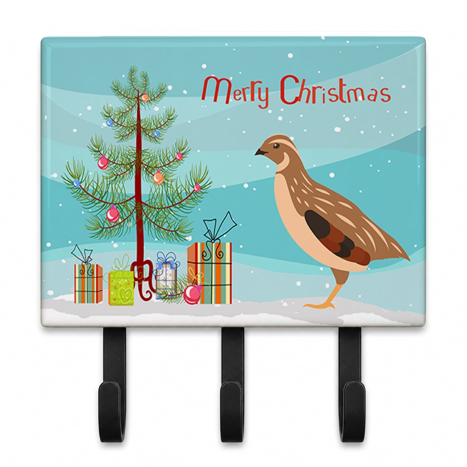 Golden Phoenix Quail Christmas Leash or Key Holder Wall Hooks, Coat Rack Wall Mount, for Hanging Keys, Towels, Aprons, Leashes