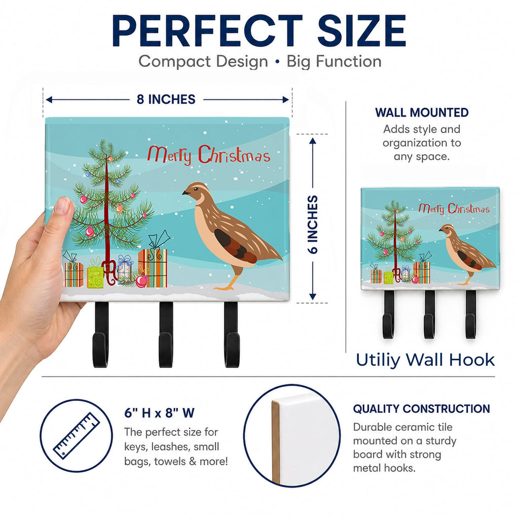 Golden Phoenix Quail Christmas Leash or Key Holder Wall Hooks, Coat Rack Wall Mount, for Hanging Keys, Towels, Aprons, Leashes