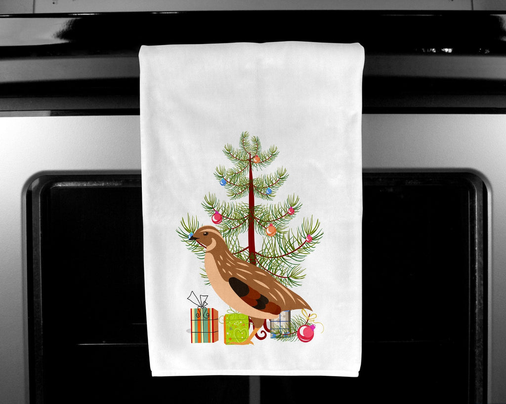 Golden Phoenix Quail Christmas Kitchen Towel Set of 2 White Dish Towels Decorative Bathroom Hand towel for Hand, Face, Hair, Yoga, Tea, Dishcloth, 19 X 28", White