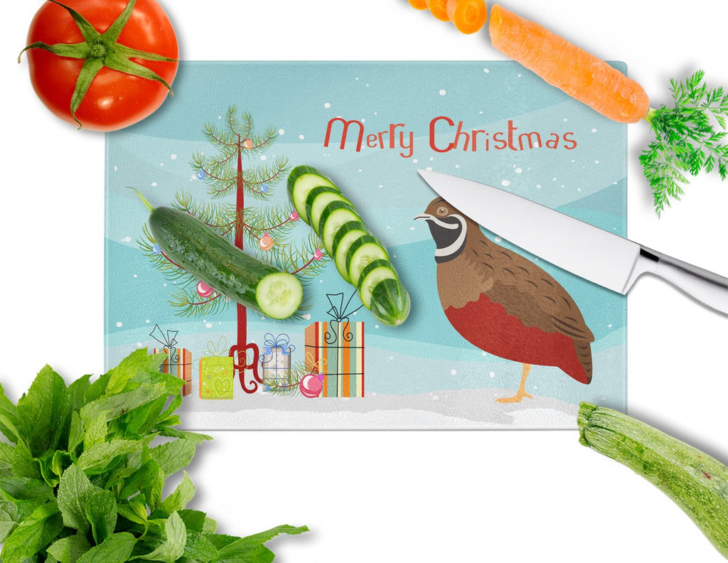 Chinese Painted or King Quail Christmas Cutting Board Tempered Glass Kitchen Cutting Surface, Heat Resistant Chopping, Non-Slip Feet, Food Prep & Serving