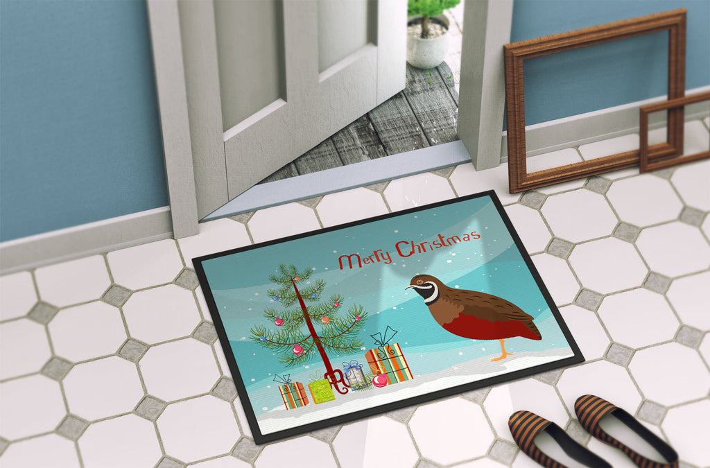 Chinese Painted or King Quail Christmas Doormat Indoor Outdoor 18H X 27W Front Door Mat Rugs for Entryway, Non Slip Washable