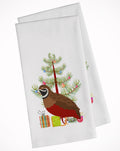Chinese Painted or King Quail Christmas Kitchen Towel Set of 2 White Dish Towels Decorative Bathroom Hand towel for Hand, Face, Hair, Yoga, Tea, Dishcloth, 19 X 28", White