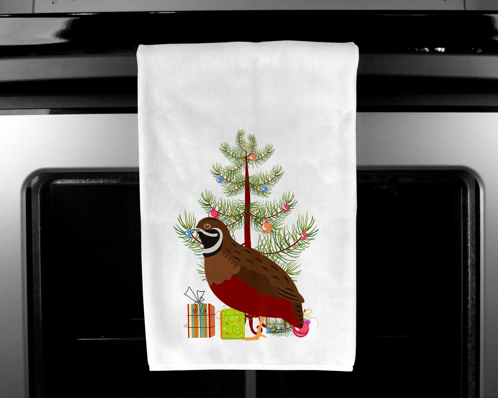 Chinese Painted or King Quail Christmas Kitchen Towel Set of 2 White Dish Towels Decorative Bathroom Hand towel for Hand, Face, Hair, Yoga, Tea, Dishcloth, 19 X 28", White