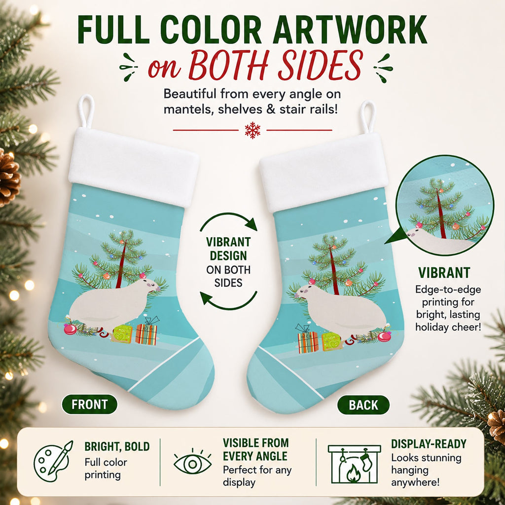 Texas Quail Christmas Holiday Stocking Double-Sided Print, Polyester Suede,11x18, Made in USA