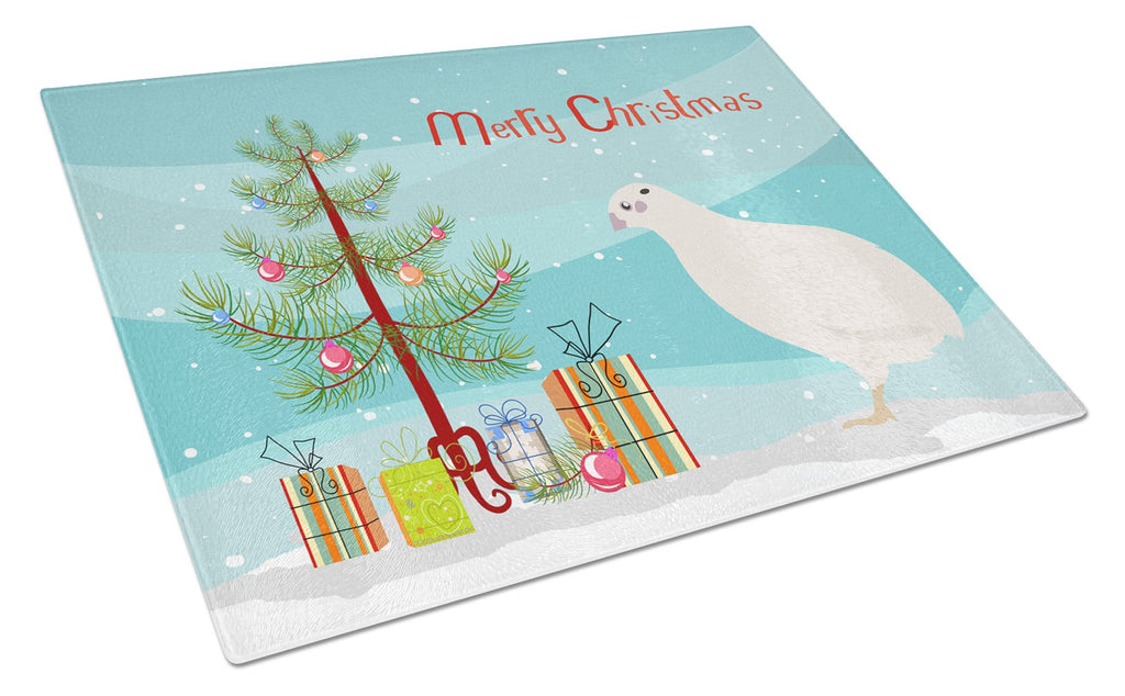 Texas Quail Christmas Cutting Board Tempered Glass Kitchen Cutting Surface, Heat Resistant Chopping, Non-Slip Feet, Food Prep & Serving