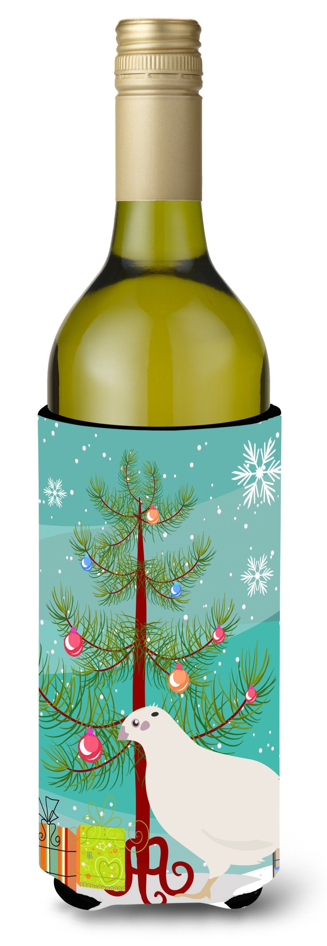 Texas Quail Christmas Wine Bottle Hugger Gift Sleeve for Standard 750 ml Bottles, Insulated Reusable Also Fits Mini Shot & Pint Bottles