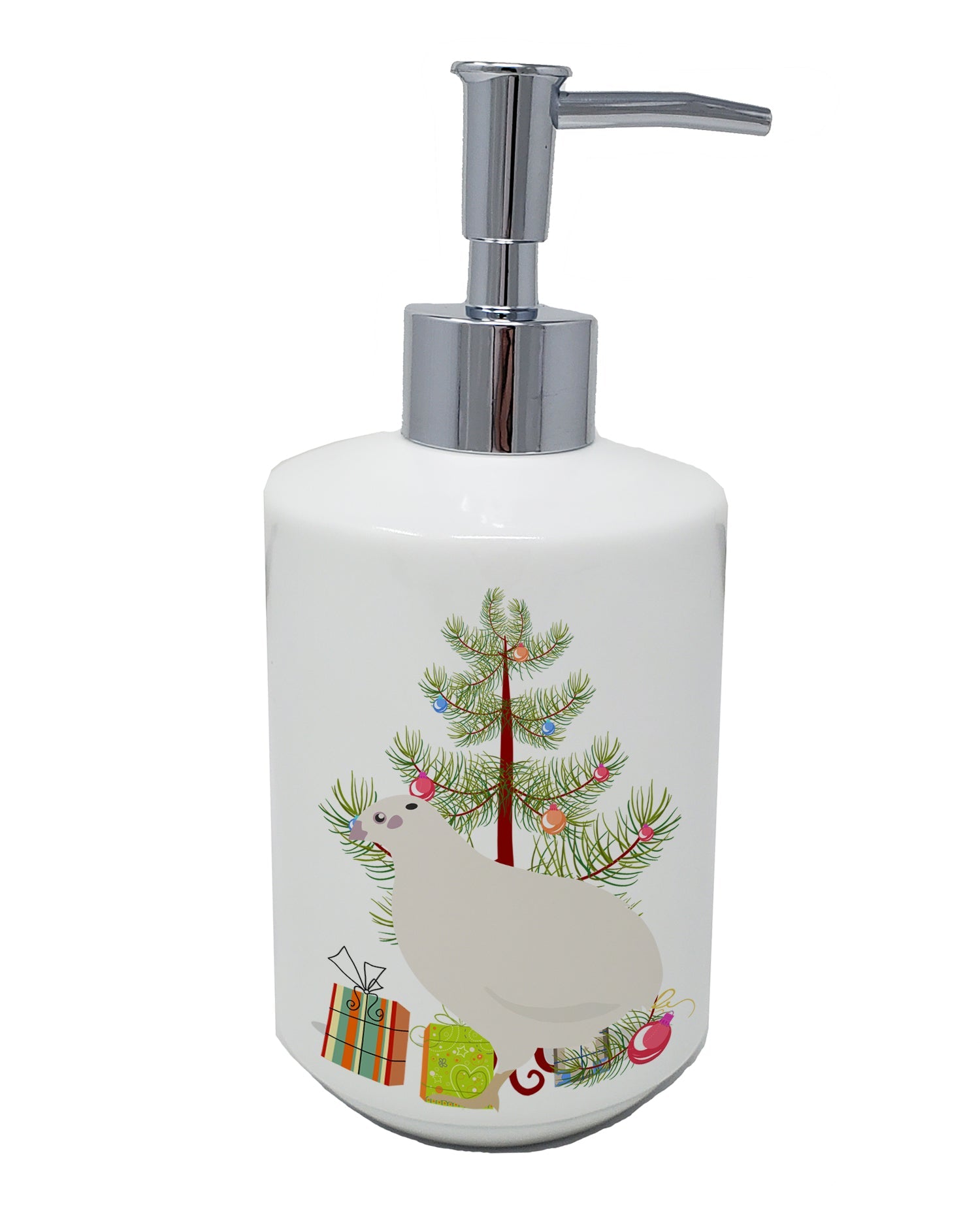 Texas Quail Christmas Ceramic Soap Dispenser , Empty Refillable Hand Soap Pump Bottle for Bathroom Kitchen