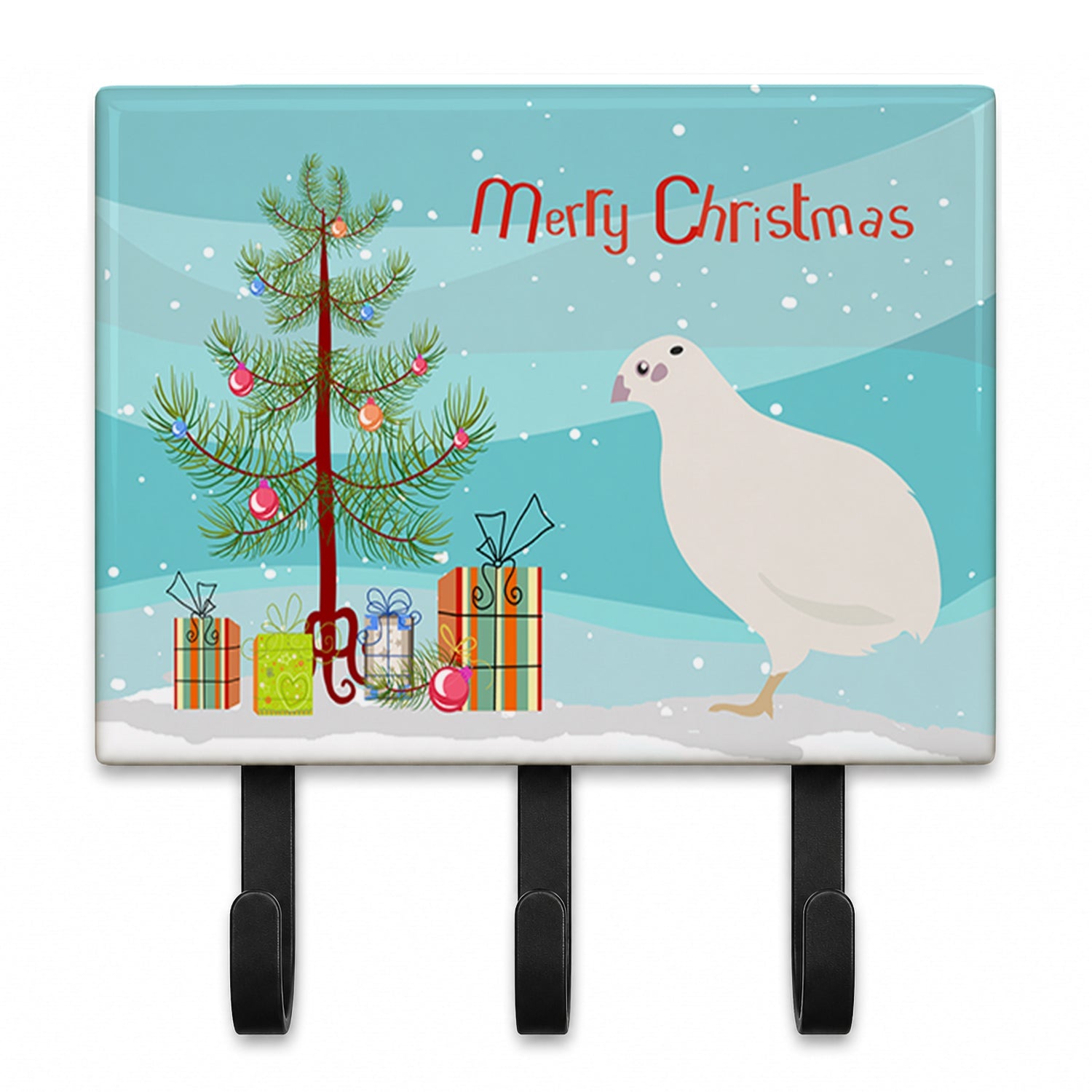 Texas Quail Christmas Leash or Key Holder Wall Hooks, Coat Rack Wall Mount, for Hanging Keys, Towels, Aprons, Leashes